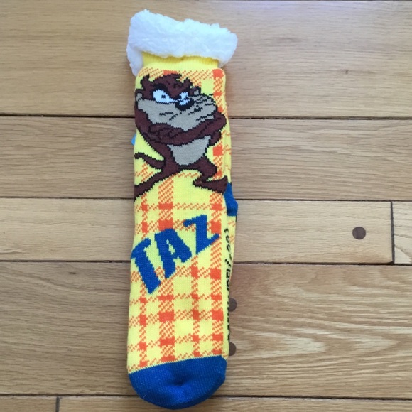 Warner Bros Looney Tunes Tasmanian Devil Sherpa Lined No Slip Cabin Socks - Picture 6 of 9